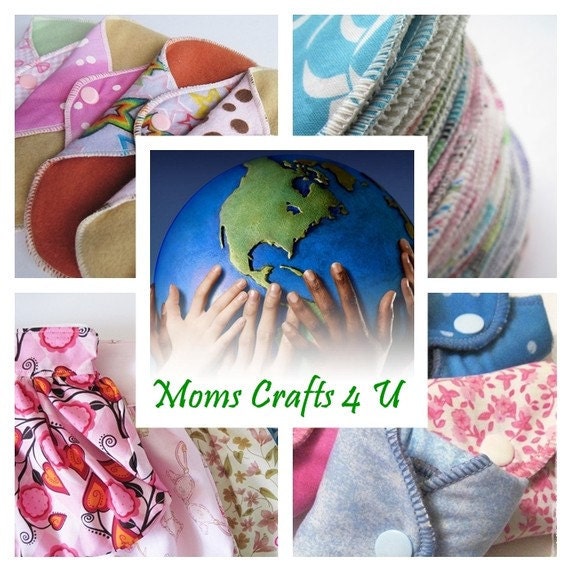 Mama Cloth Pads SET OF 4 Variety of Prints .. 8 Inch