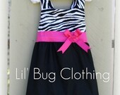 Custom Boutique Clothing Girls Zebra Sash Bow Jumper Dress