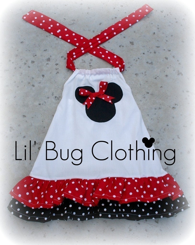 Custom Boutique Clothing Minnie Mouse Halter Swing Dress Size 6 months-size 8 girl