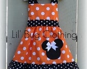 Custom Boutique Clothing Orange Minnie Mouse Halloween Jumper Dress