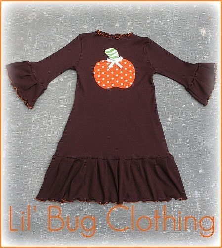 Custom Boutique Clothing Halloween Thankgiving Pumpkin Cocoa Knit Dress