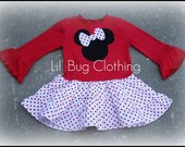 Custom Boutique Clothing Pepperment Red Dot Minnie Mouse Tiered Dress