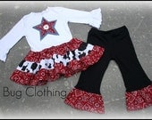 Custom Western Wear Pageant Birthday Tiered Fall Top and Pant Girl 12 18 24 2t 3t 4t 5t 6