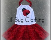 Custom Boutique Clothing  Ladybug Red and Black Dot Tiered Halter Dress Birthday