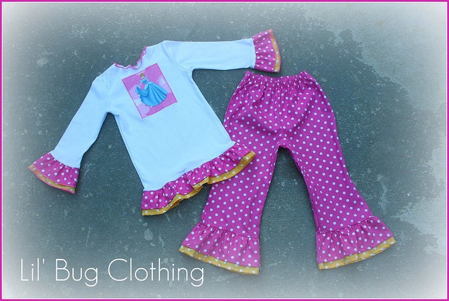 3T Only CLEARANCE SALE Custom Boutique Clothing Disney Princess  Cinderella Top and Pink White Polka Dot Pant Girl