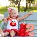 Elmo Polka Dot Orange and Red Short and Halter Top Spring Summer  Set Birthday Girl Bow