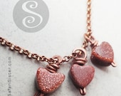 3 GoldStone Corazon GEMDrops Jewelry Findings
