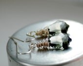 Swarovski Crystal Earrings, Black Diamond, Sparkly Earrings, Platinum Gray, Baroque, Dangle Earrings, Sterling Silver - Ice Storm