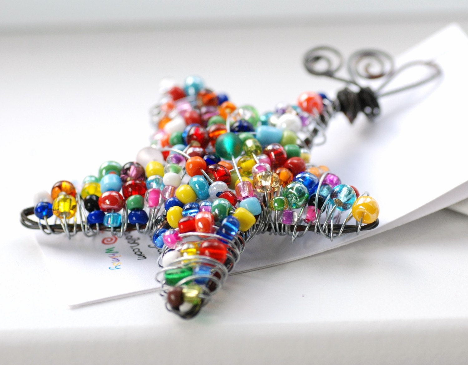 Christmas Ornament, Star Ornament, Beaded Wire Star, Christmas Star, Suncatcher, Decoration, Wire Suncatcher