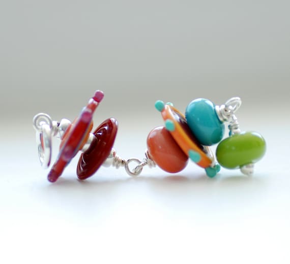 Glass Pendant, Funky Pendant, Lampwork Glass and Sterling Silver - BLOOMERS Sophie