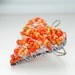 Tangerine Orange Brooch, Wire Heart Brooch, Beaded Brooch, Wire Pin, Sterling Silver Clasp - Not Your Grandma's Valentine