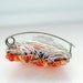 Tangerine Orange Brooch, Wire Heart Brooch, Beaded Brooch, Wire Pin, Sterling Silver Clasp - Not Your Grandma's Valentine