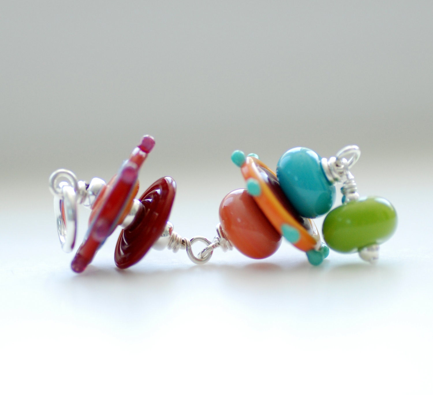 Glass Pendant, Funky Pendant, Lampwork Glass and Sterling Silver - BLOOMERS Sophie