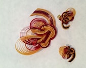 Quilled vintage brooch and matching earrings
