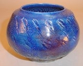 Royal Blue Faceted Raku Vase