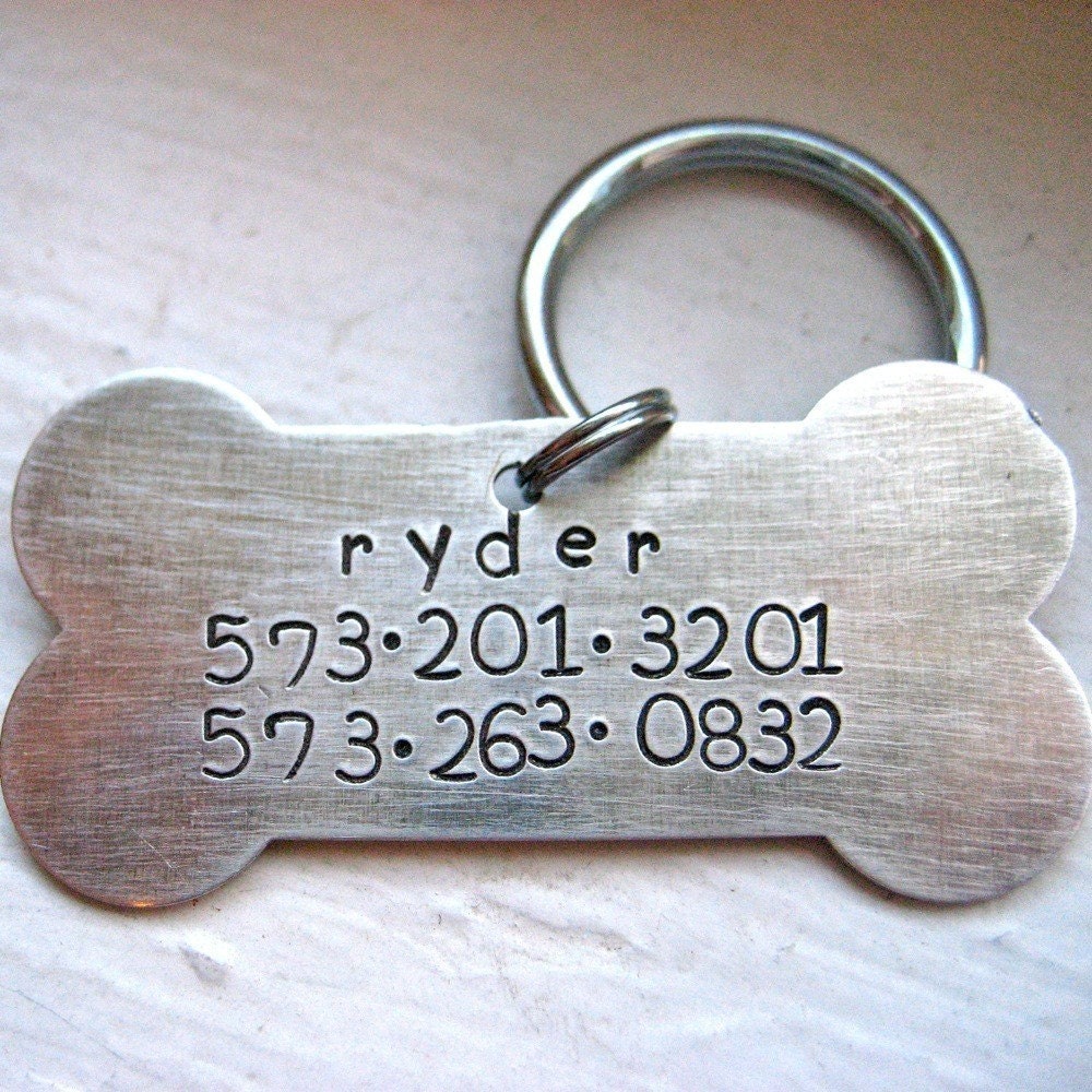 Give a dog a bone - custom personalized pet ID tag in aluminum