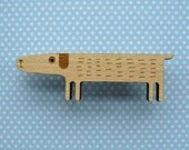 Wooden Dog Brooch