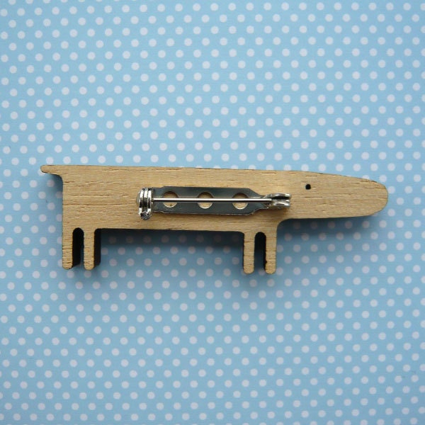 Wooden Dog Brooch