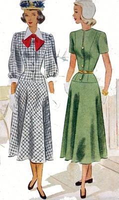 Vintage 40s Sewing Pattern McCall 7205 Junior Dress Size 13 Bust 31