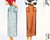 Vintage 1940s McCall 7544 Rockabilly Pencil Skirt Sewing Pattern Waist 24