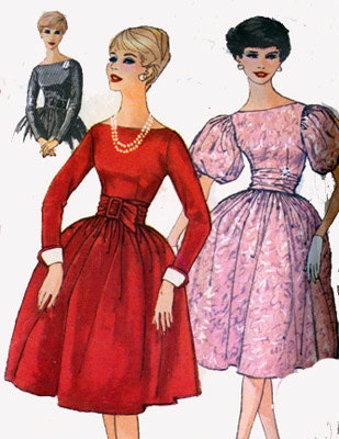Vintage 50s Sewing Pattern Simplicity Party Dres with Full Skirt Size 12 Bust 32 uncut