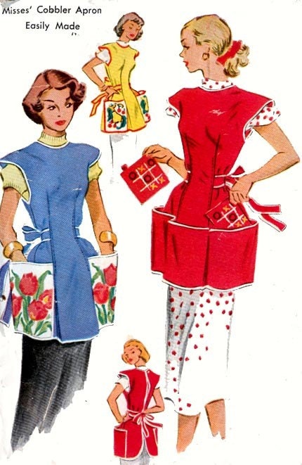 Vintage 50s McCalls 1713 Misses BIG Pockets Cobbler Apron Made Easy Size Medium 14-16