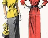 Vintage 50s Advance 5462  Asymmetrical PEPLUM Suit Sewing Pattern  Size 16 Bust 34