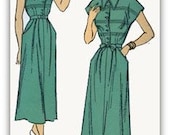 Vintage 40s New York Pattern 475 BEST Day Dress with Bodice Tucks and Square Neckline Sewing Pattern Size 18 Bust 36