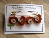 SALE on polymer clay funny face stitch markers on a coil free pin