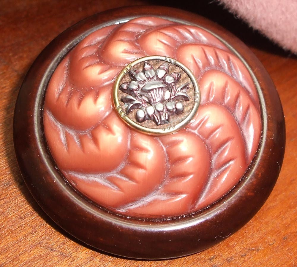 Vintage Bakelite and Victorian Button Brooch