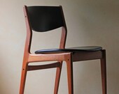 modern teak and leather chair / accent or office chair