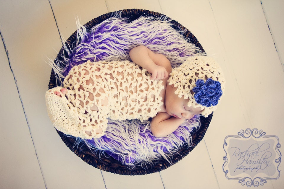Baby Photo Prop Cocoon and Hat - Newborn Photography Props -  Handmade Crochet 5 Colors Available