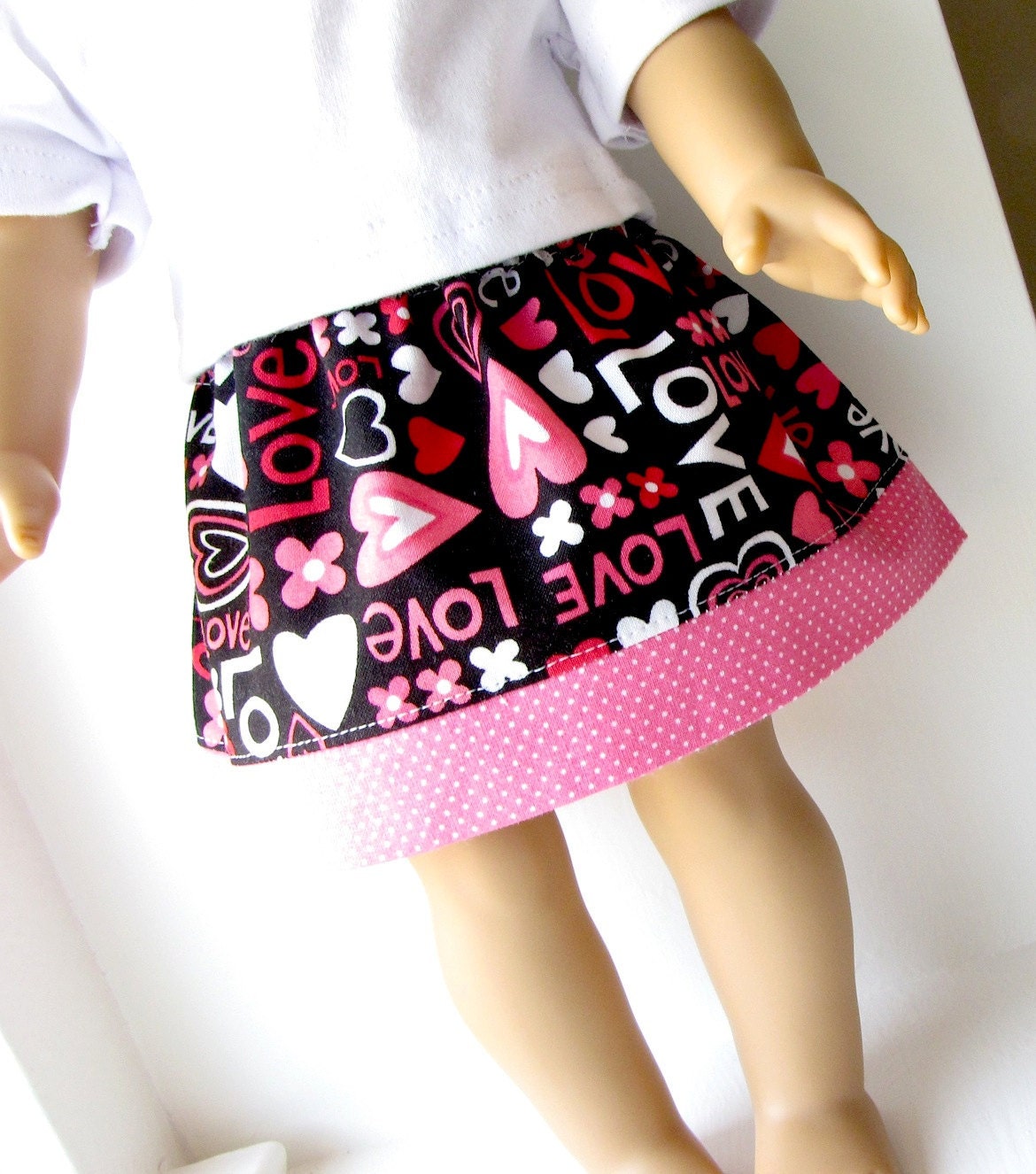 Love Letters...matching doll skirt...ready to ship