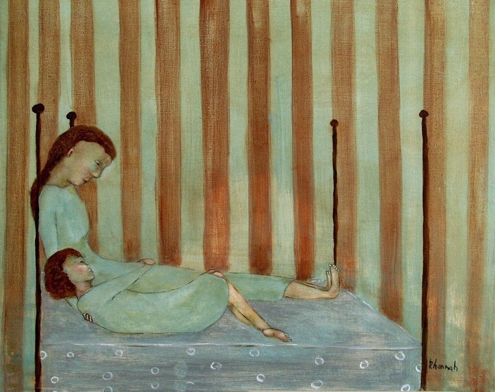 Art print childrens girls room mother daughter wall art Afternoon, Mae and Bebe