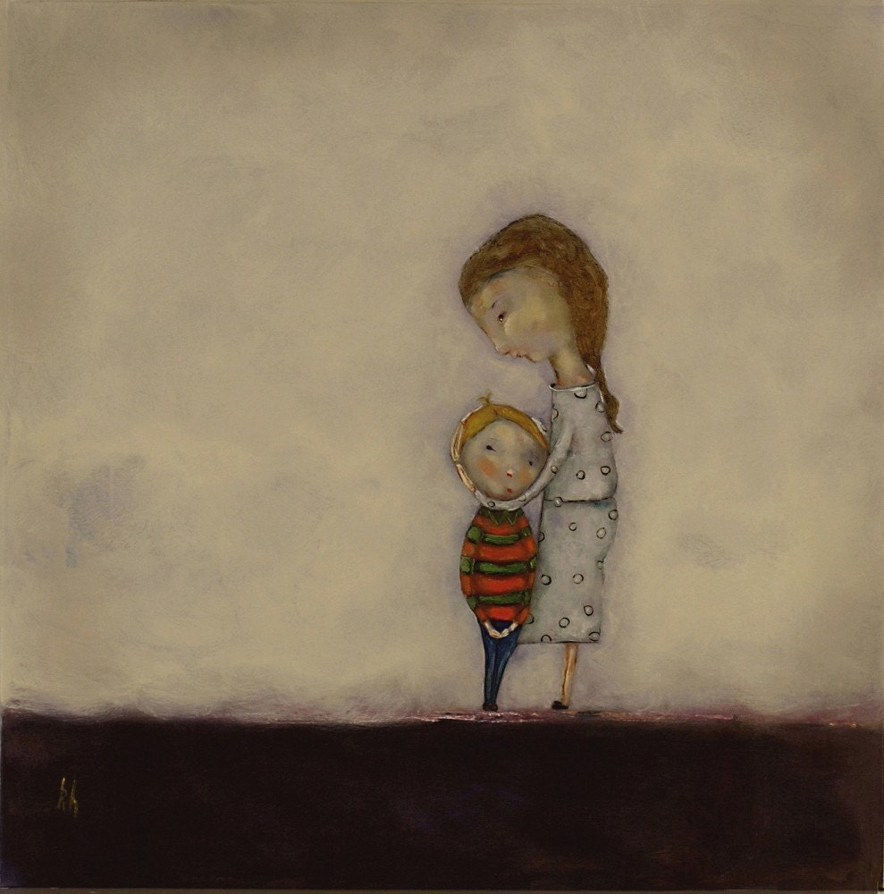 Print of painting. boys room art print. Mom son portrait art print boy nursery wall art, My Boy