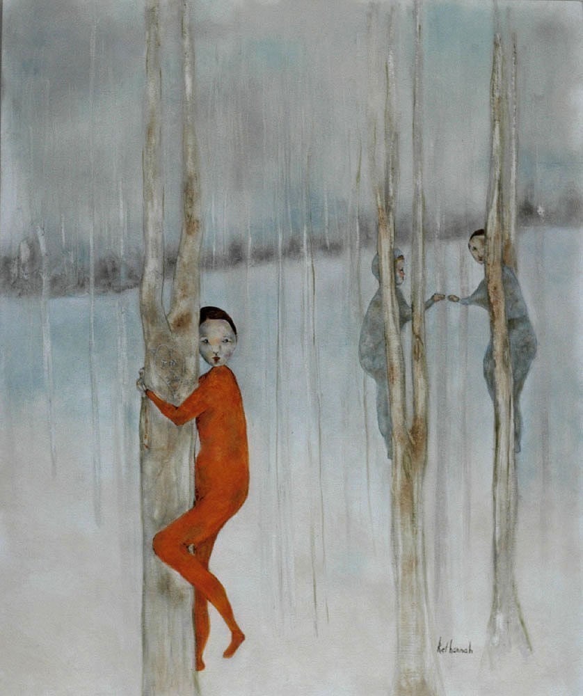 Giclee print. girl portrait. figure art in landscape