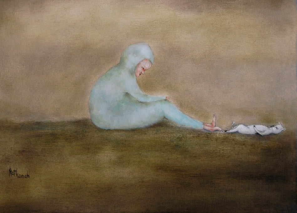 Figure art print of original painting. girl with cat. "Mary Quite Contrary"