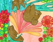 Sloth Reading Adventure 8x10 Print