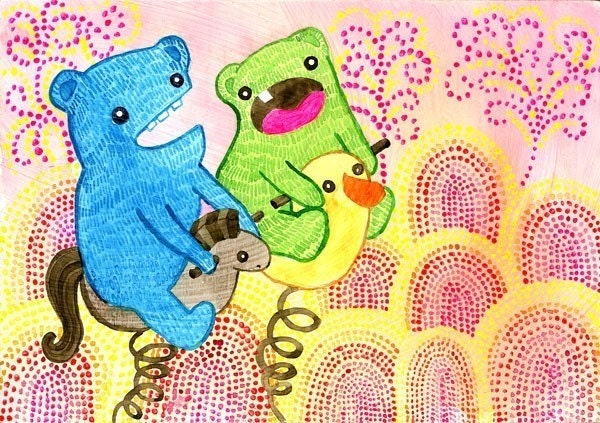 Monster Friends, Those were the Days 5x7 Fine Art Print