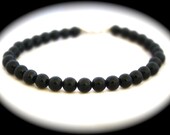 Black Onyx Mens Bracelet. Sterling Silver Lobster Clasp