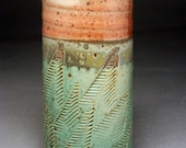 Stoneware Vase/Tumbler- Turquoise and Shino glaze