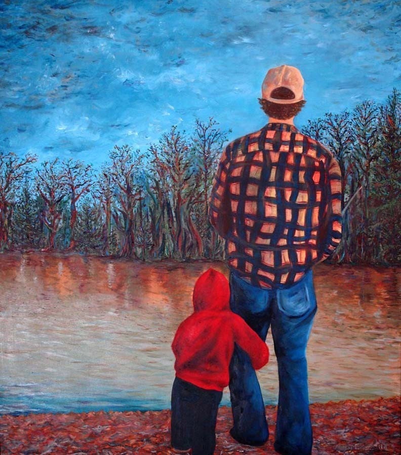 Me and Dad Fine Art Print - 16x20 Fine Art Canvas Print - Fathers Day Gift - Ready to Ship