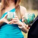 Peacock Stemless Wine Glasses--Set of 4 Hand-Painted Glasses