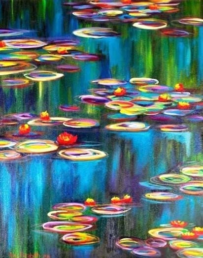 Monet's Water Lilies Fine Art Print--13x19 inches with Matte