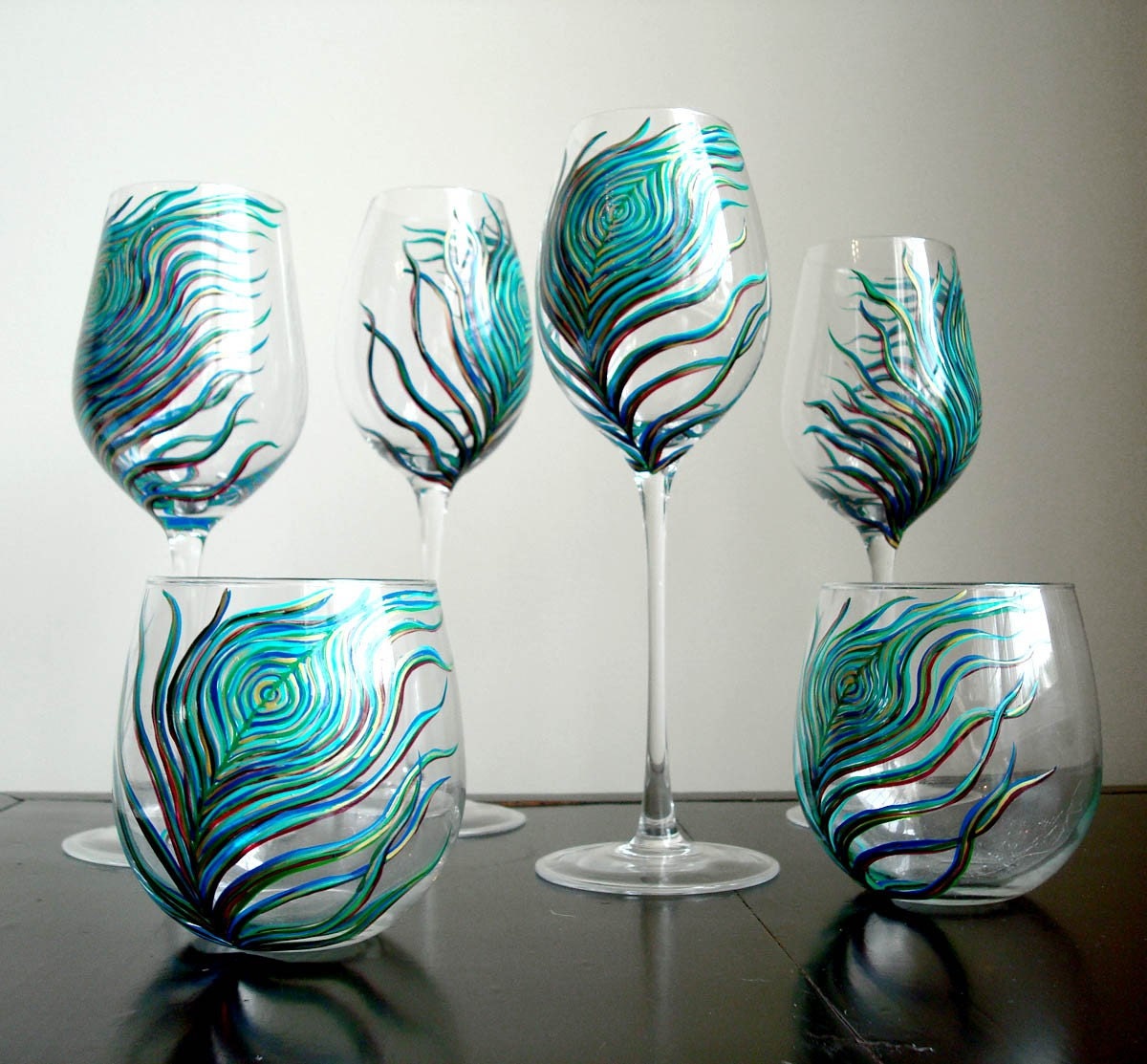 Peacock Wine Glasses