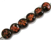 Fall Leaves Tabs -  6 Handmade Lampwork Beads