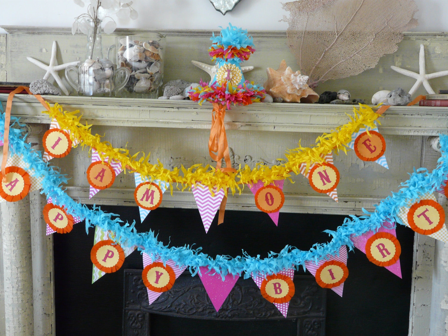Custom Party Banner- The Brooke collection or any color to match any of our party hats your choice of message Il_570xn