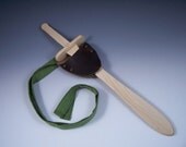 Wooden sword and leather sheath with strap