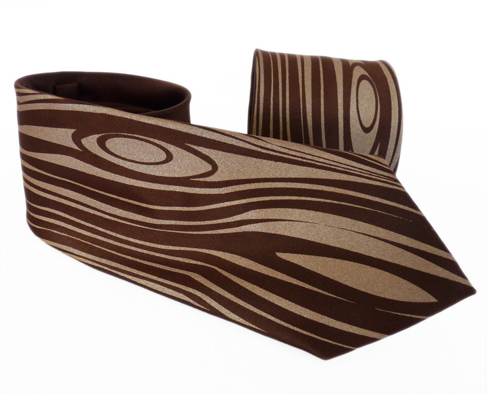 Against The Grain Necktie - Wood Grain Faux Bois Rustic Tie - Gifts for Men, Wedding