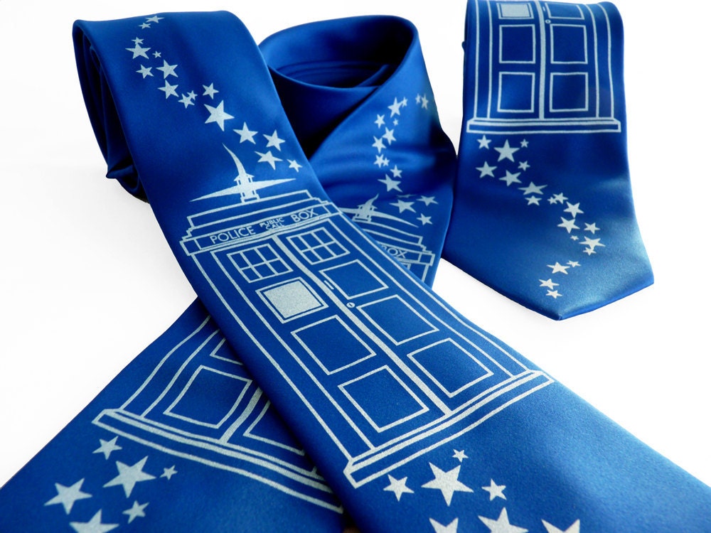 Bigger on the Inside Tie - Doctor Who TARDIS Inspired Men's Necktie - Gifts for Men